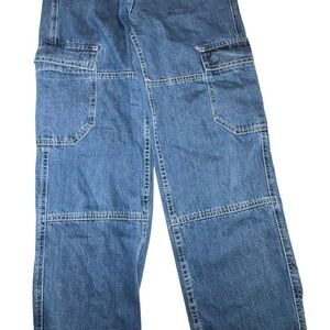 Relaxed Blue Carpenter Jeans with Patch Pockets